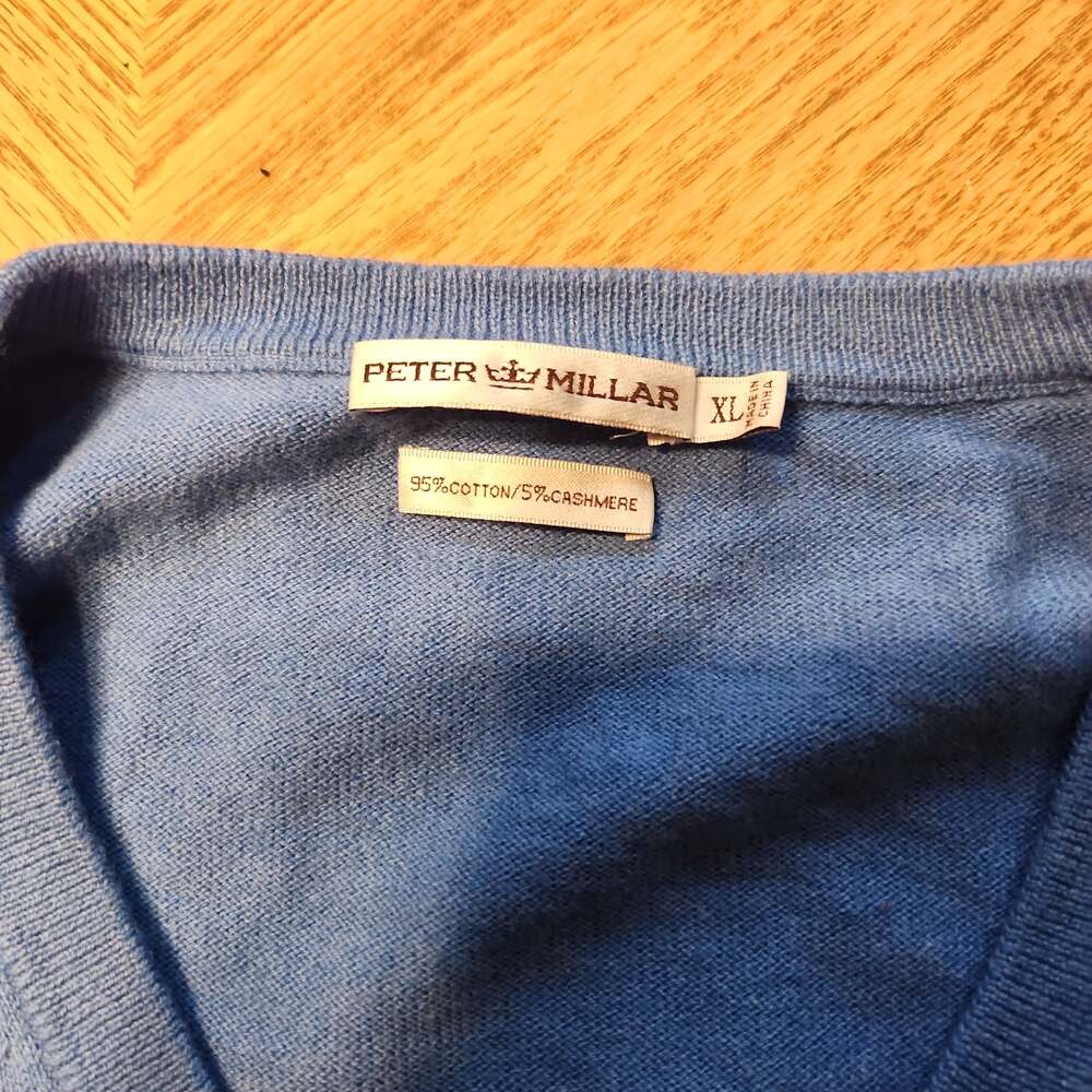 Peter Millar Men's Blue V-Neck Sweater